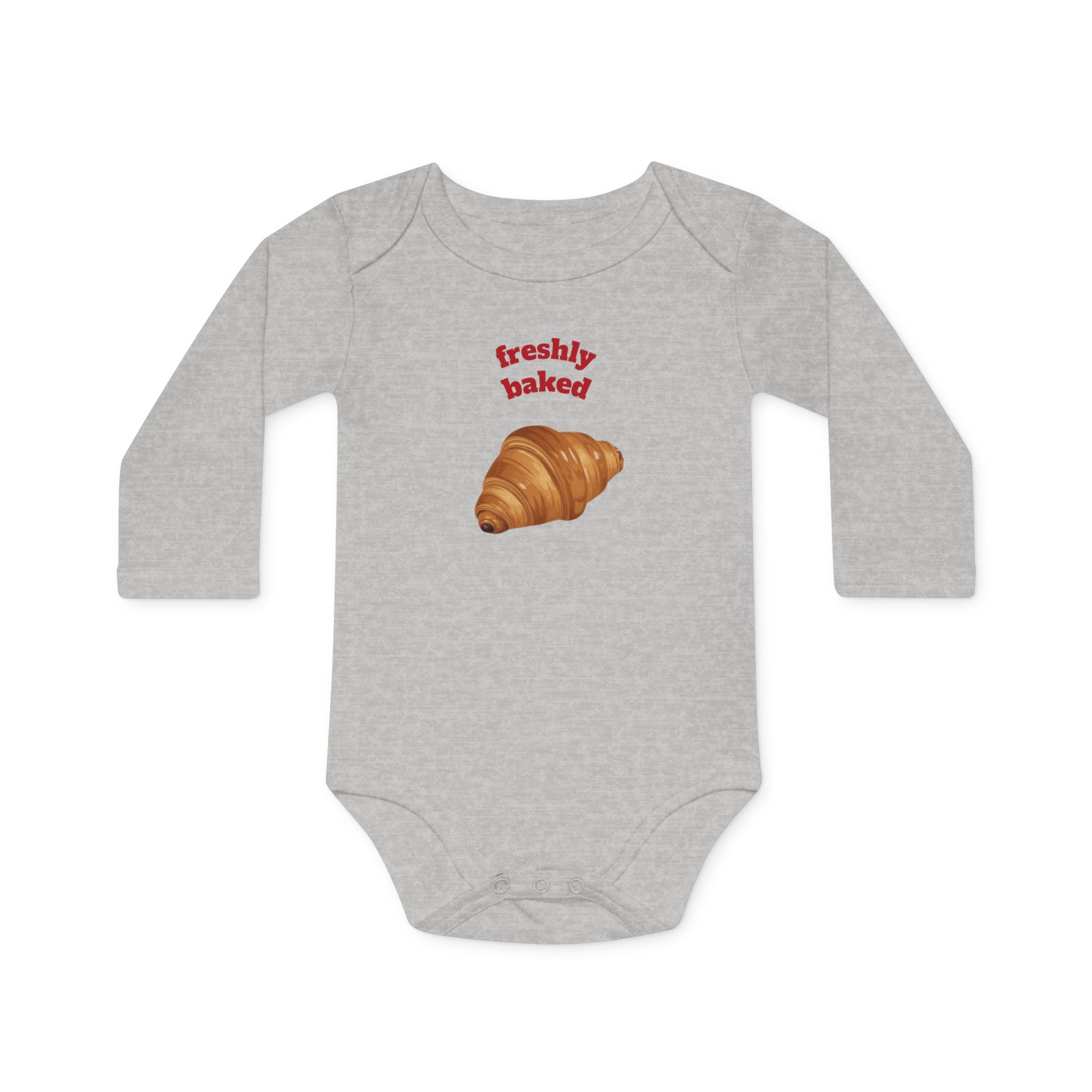 Baby Bodysuit — "Freshly Baked" Croissant Organic Long-Sleeve