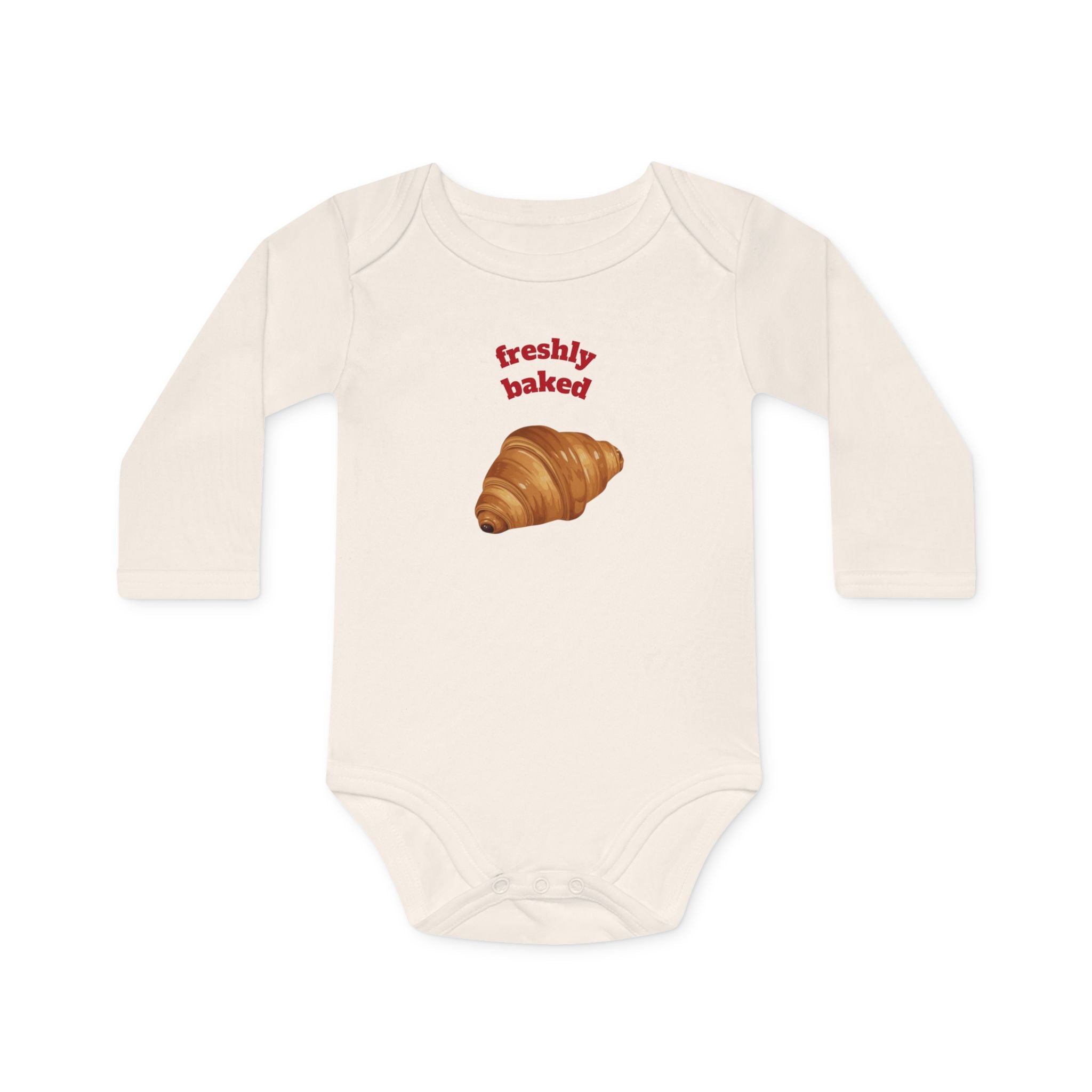 Baby Bodysuit — "Freshly Baked" Croissant Organic Long-Sleeve