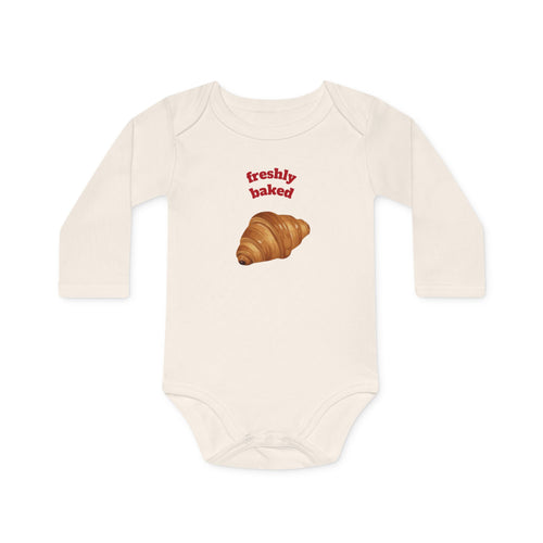 Baby Bodysuit — "Freshly Baked" Croissant Organic Long-Sleeve