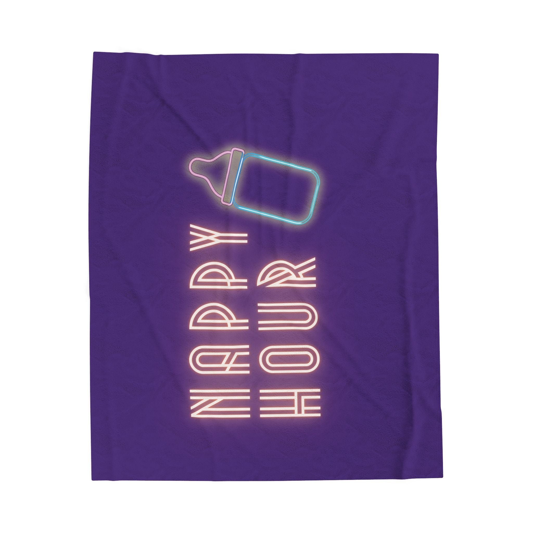 Velveteen Plush Blanket — Neon "Nappy Hour" Baby Bottle Design