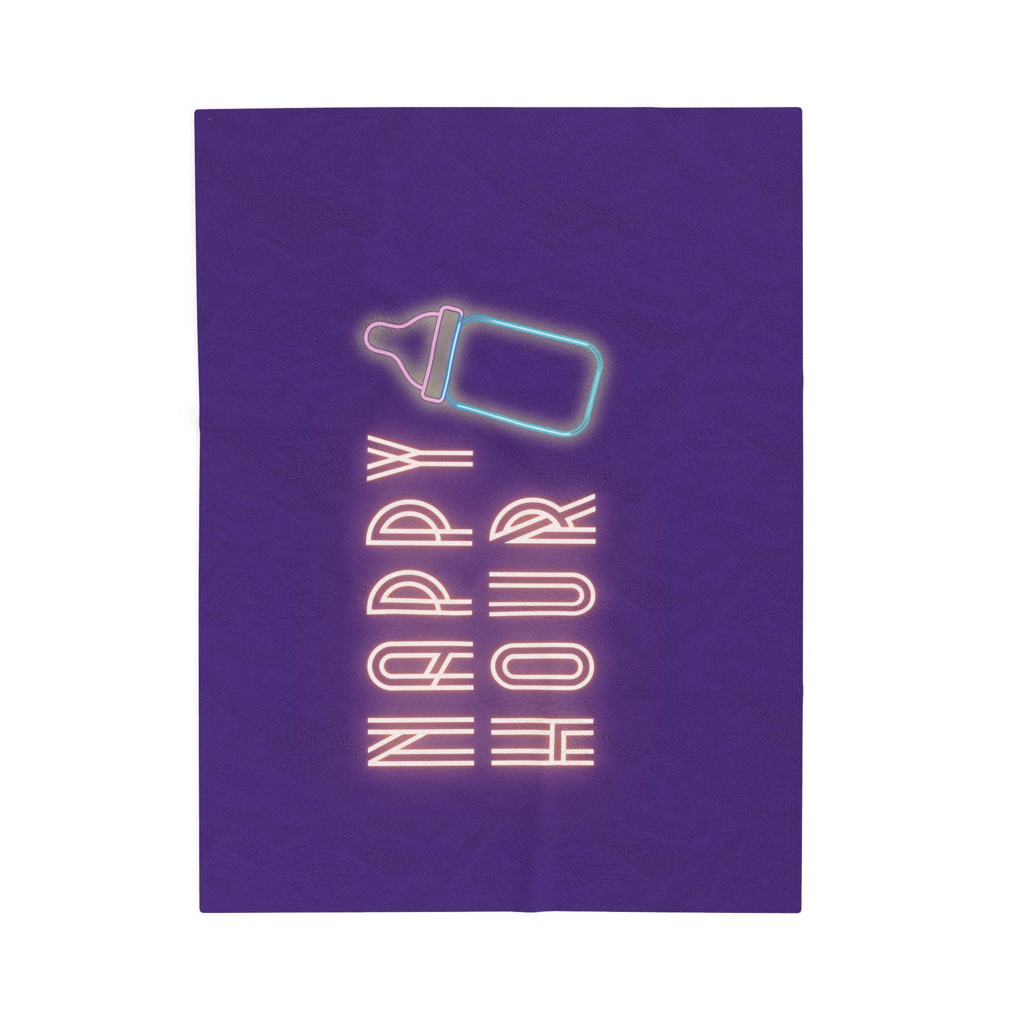 Velveteen Plush Blanket — Neon "Nappy Hour" Baby Bottle Design