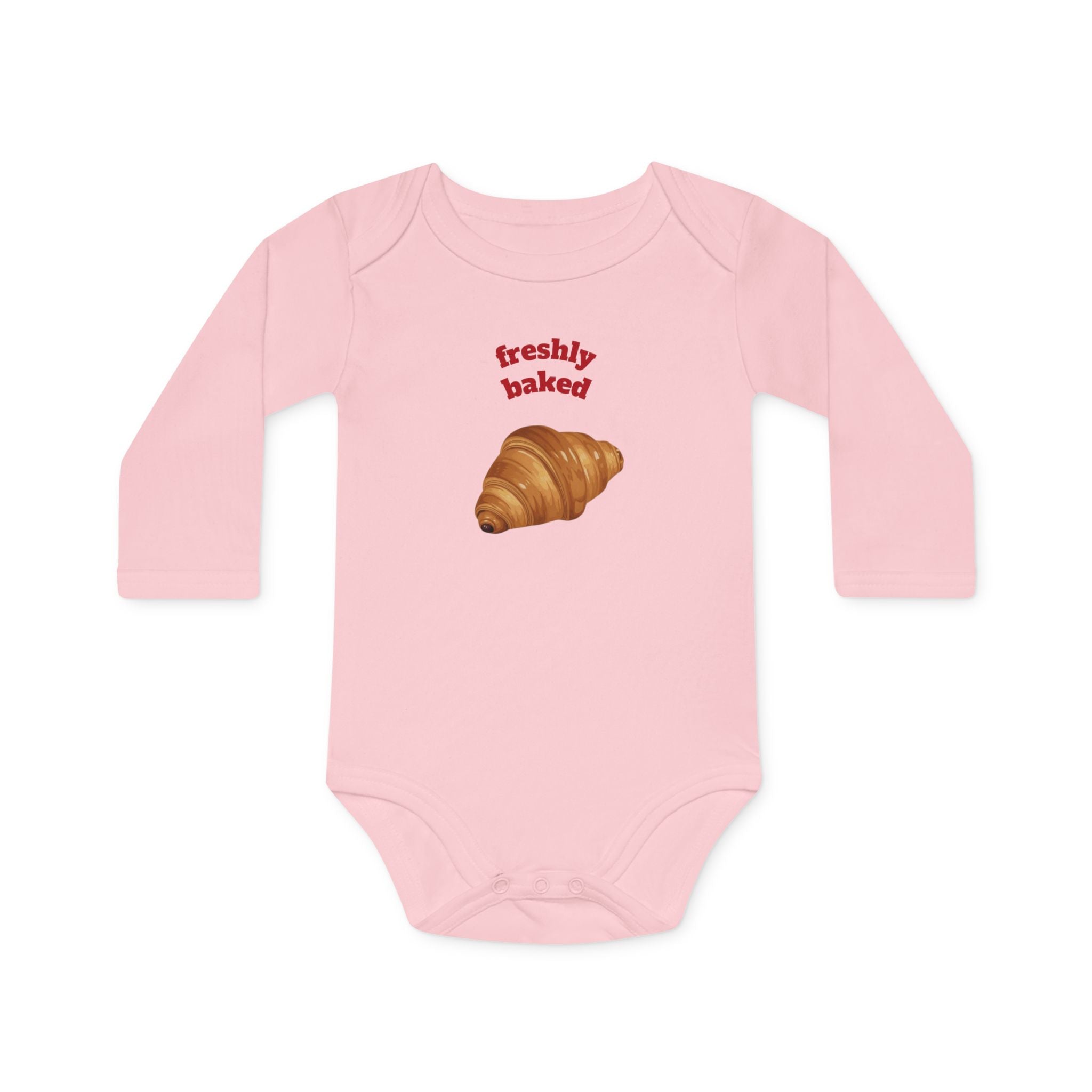 Baby Bodysuit — "Freshly Baked" Croissant Organic Long-Sleeve