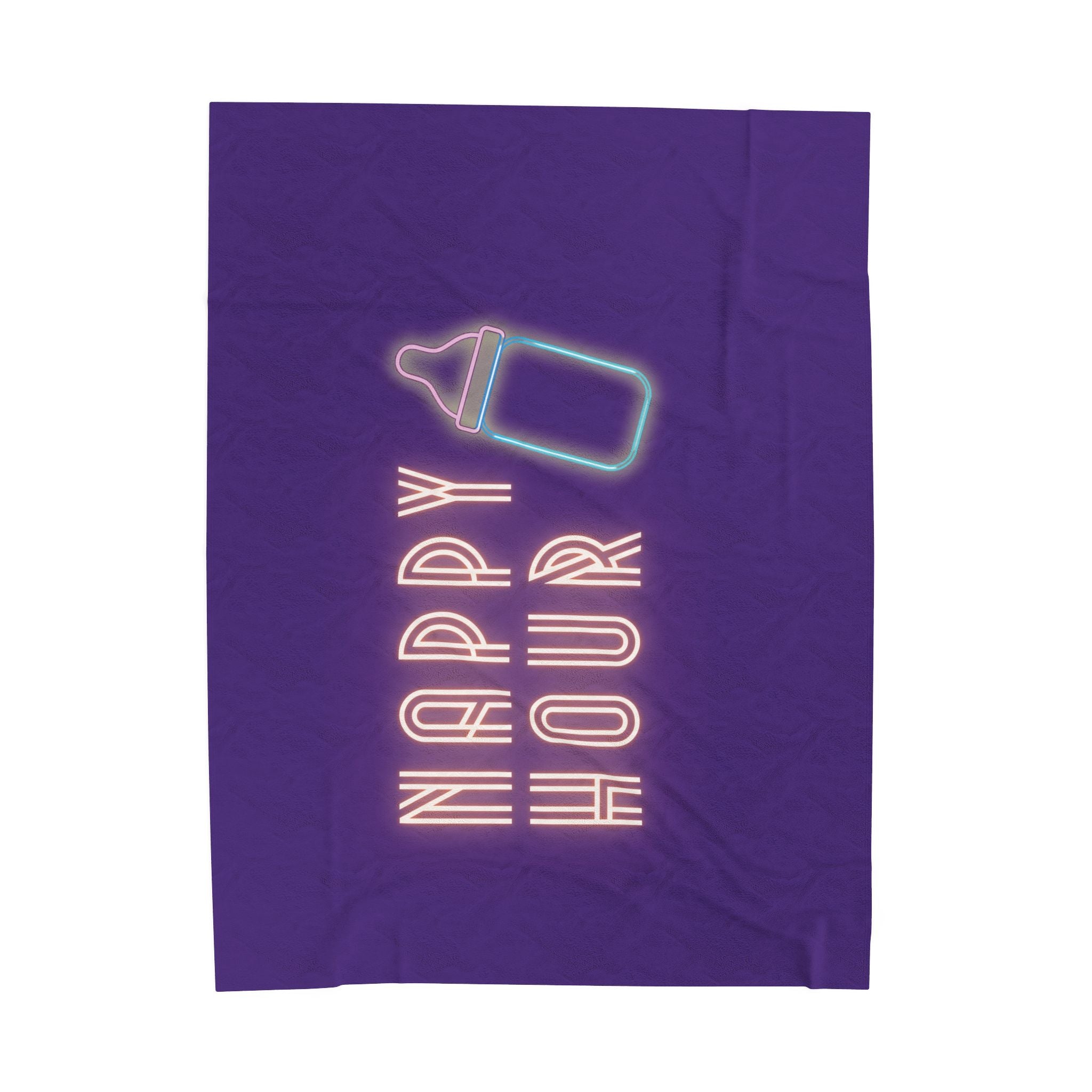 Velveteen Plush Blanket — Neon "Nappy Hour" Baby Bottle Design